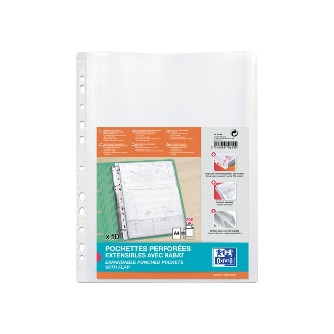 Showtas Oxford A4 PP 200µ glashelder met sluitklep 10 stuks
