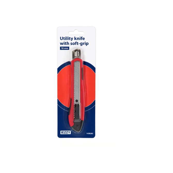 Snijmes IEZZY 18mm kunststof met softgrip inclusief 1 mesje