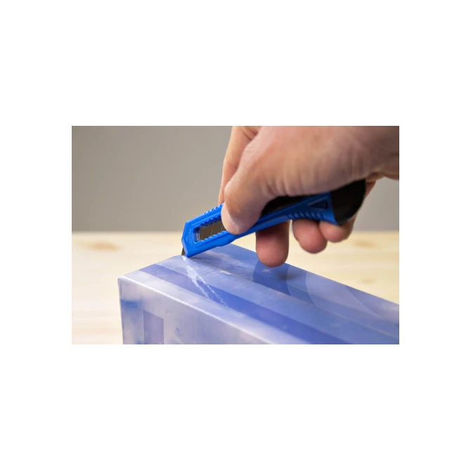 Snijmes Westcott office 18mm met schuifsluiting blauw