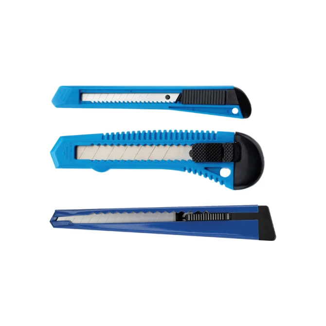 Snijmes Westcott office 9mm met schuifsluiting en metalen houder blauw