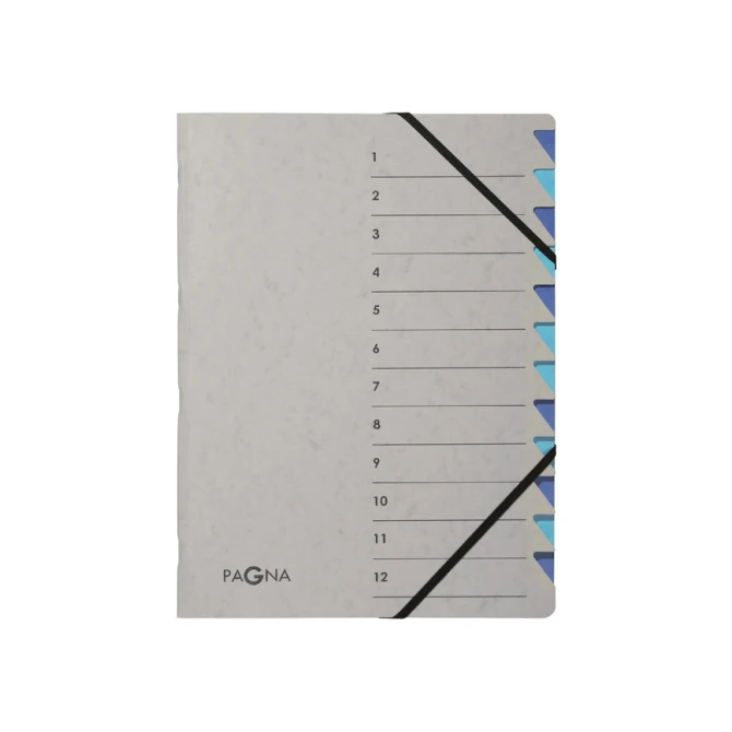 Sorteermap Pagna Easy A4 12 tabs lichtblauw/donkerblauw