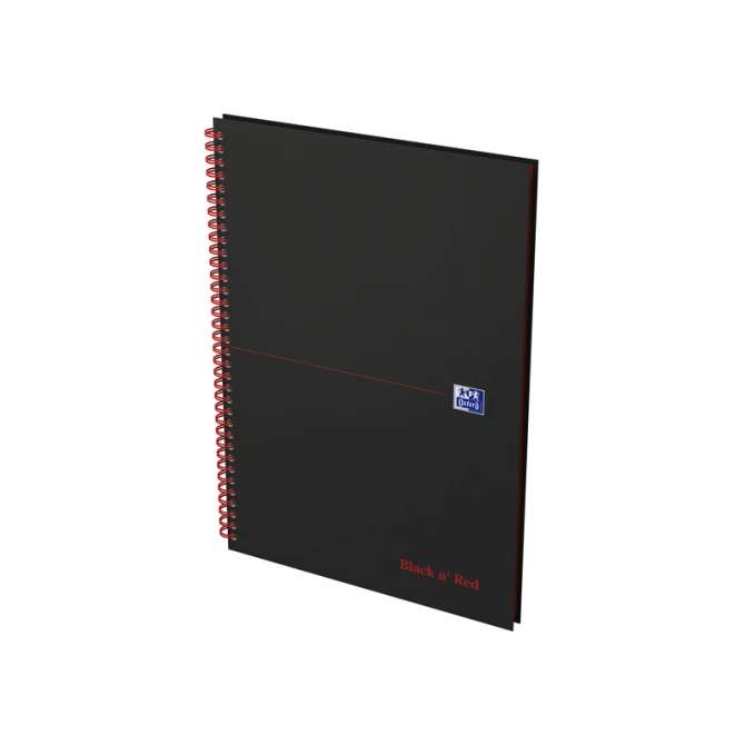 Spiraalblok Oxford Black n' Red A4 lijn 140 pagina's 80gr