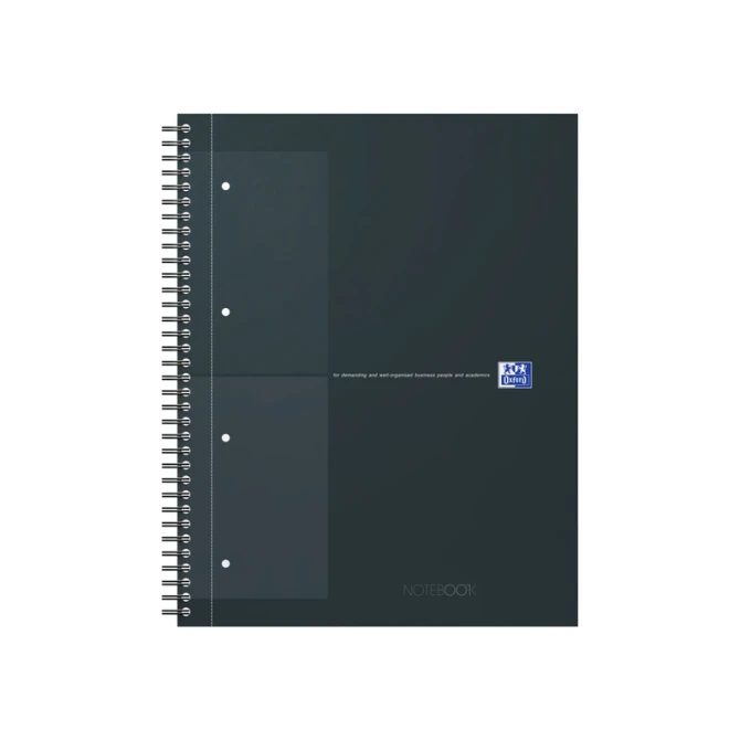 Spiraalblok Oxford International Notebook A4+ ruit 5X5mm zwart