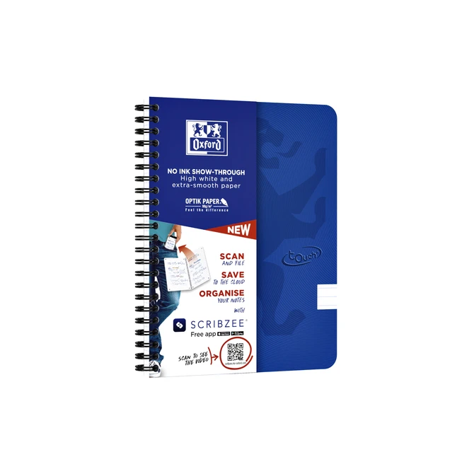 Spiraalblok Oxford Touch A5 lijn 140 pagina's 80gr blauw