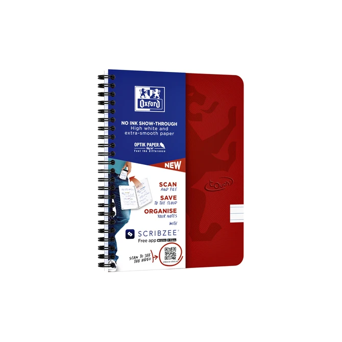 Spiraalblok Oxford Touch A5 lijn 140 pagina's 80gr rood