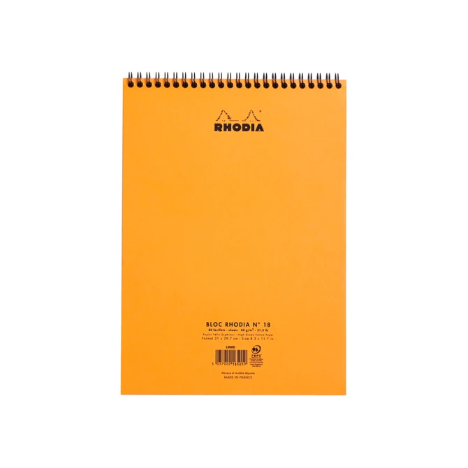 Spiraalblok Rhodia A4 lijn 160 pagina's 80gr oranje