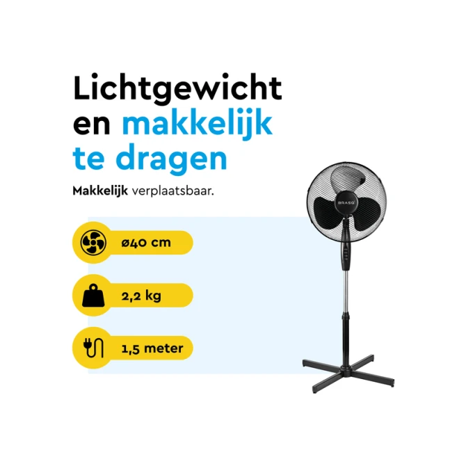 Statiefventilator BRASQ F300 Ø 40cm zwart