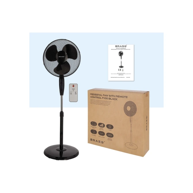 Statiefventilator BRASQ met remote Ø 40cm zwart