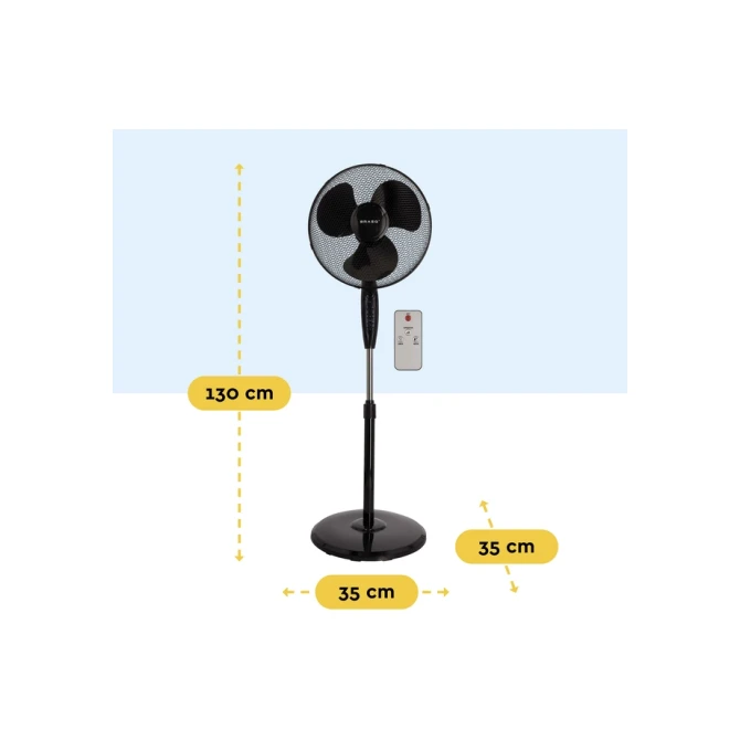 Statiefventilator BRASQ met remote Ø 40cm zwart