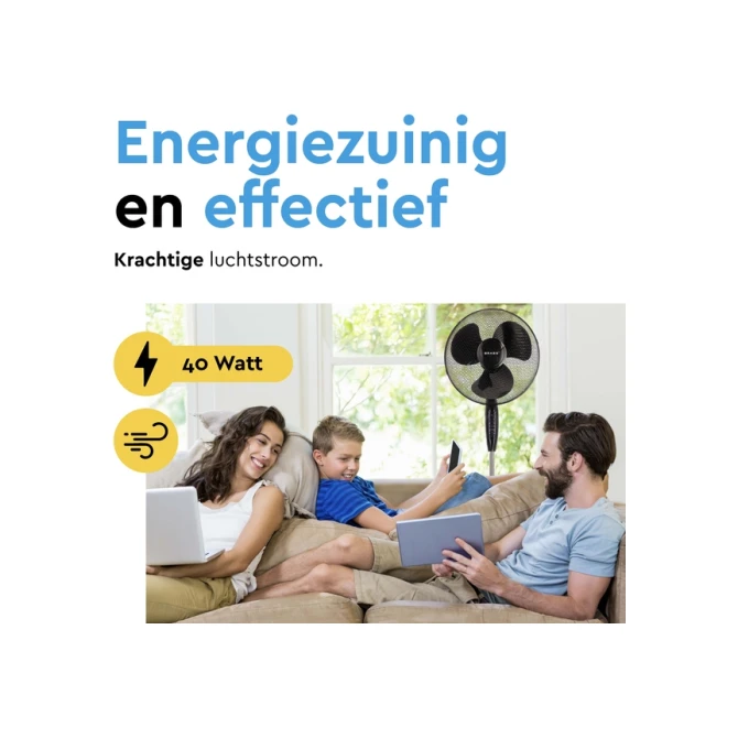 Statiefventilator BRASQ met remote Ø 40cm zwart