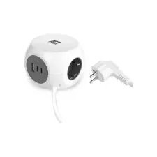 Stekkerblok ACT 3 voudig  inclusief 2x USB C/A 1.5 meter wit/grijs