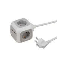 Stekkerblok Brennenstuhl 4 voudig inclusief 2 USB 140cm wit/grijs Stekkerblok Brennenstuhl 4 voudig inclusief 2 USB 140cm wit/grijs