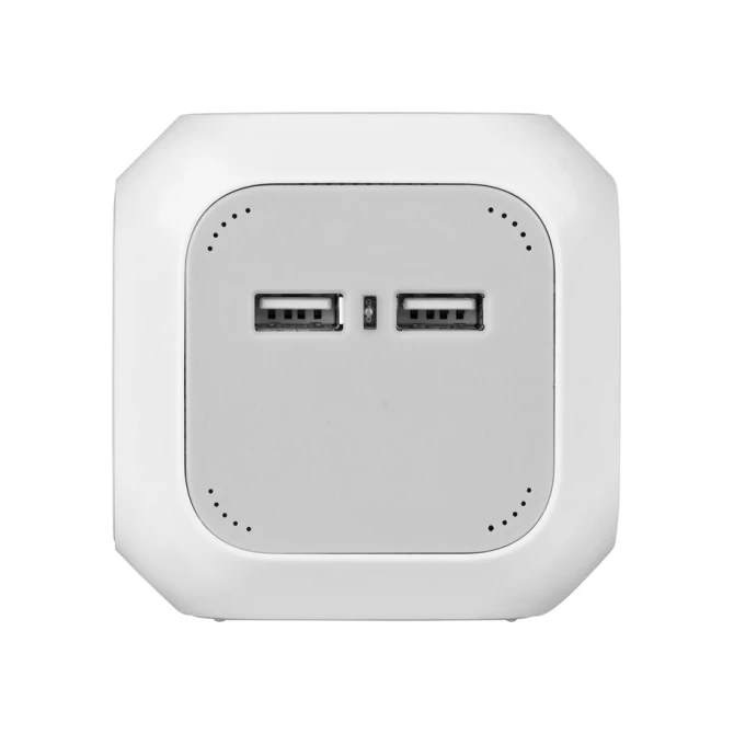 Stekkerblok Brennenstuhl 4 voudig inclusief 2 USB 140cm wit/grijs