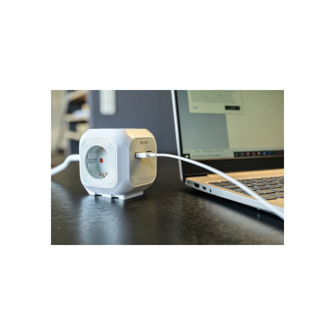 Stekkerblok Brennenstuhl 4 voudig inclusief 2 USB 140cm wit/grijs