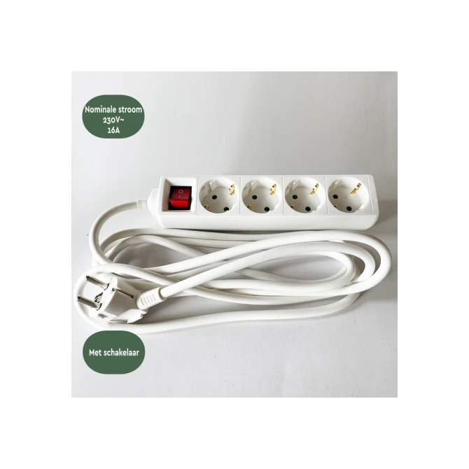 Stekkerdoos BRASQ  4 voudig 3 meter wit