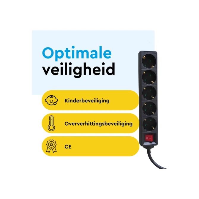 Stekkerdoos BRASQ 5 voudig 5 meter zwart