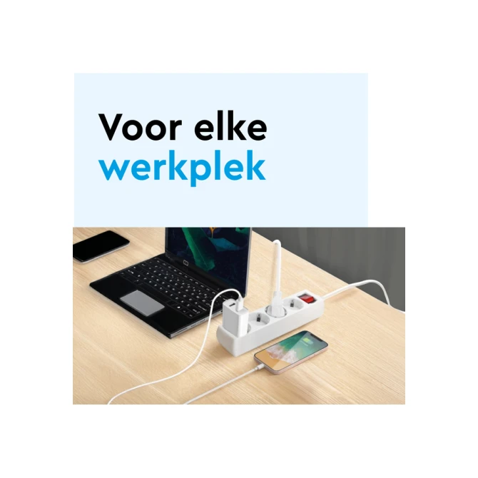 Stekkerdoos BRASQ 6 voudig 5 meter zwart