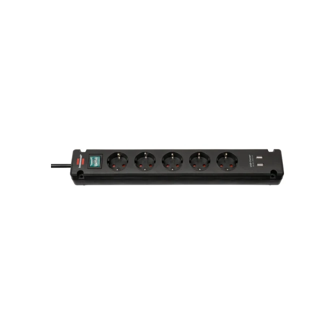 Stekkerdoos Brennenstuhl Bremounta 5 voudig inclusief 2 USB 3 meter zwart