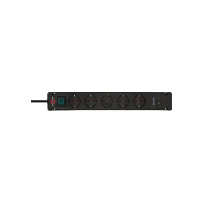 Stekkerdoos Brennenstuhl Bremounta 5 voudig inclusief 2 USB C 3 meter zwart