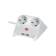 Stekkerdoos Brennenstuhl bureau 2 voudig inclusief 2 USB 1.8m wit Stekkerdoos Brennenstuhl bureau 2 voudig inclusief 2 USB 1.8m wit
