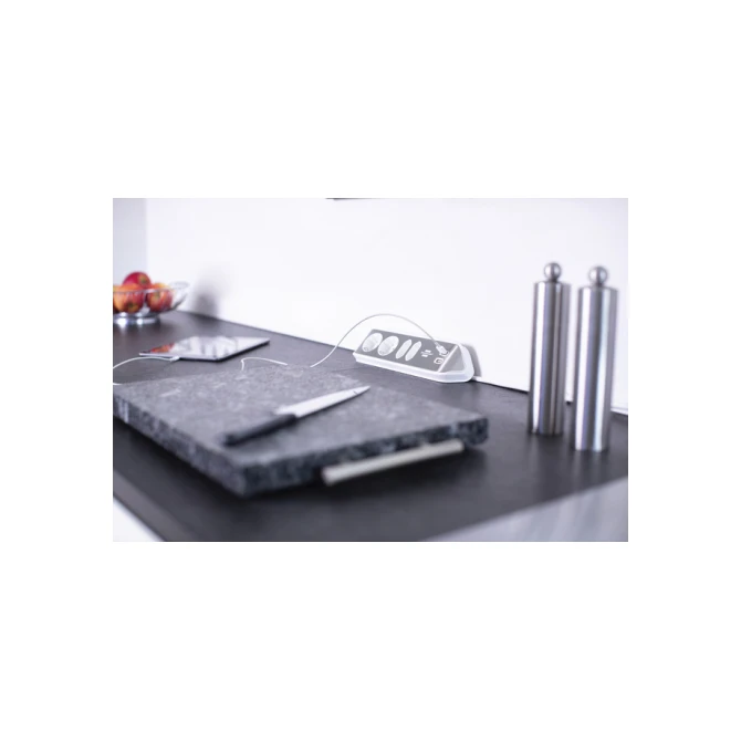 Stekkerdoos Brennenstuhl bureau Estilo 4 voudig inclusief 2 USB 2 meter wit/zilver