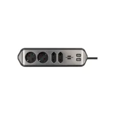 Stekkerdoos Brennenstuhl bureau Estilo 4 voudig inclusief 2 USB 2 meter zwart/zilver Stekkerdoos Brennenstuhl bureau Estilo 4 voudig inclusief 2 USB 2 meter zwart/zilver