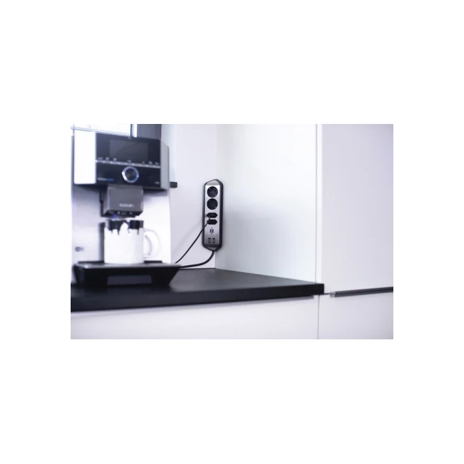 Stekkerdoos Brennenstuhl bureau Estilo 4 voudig inclusief 2 USB 2 meter zwart/zilver