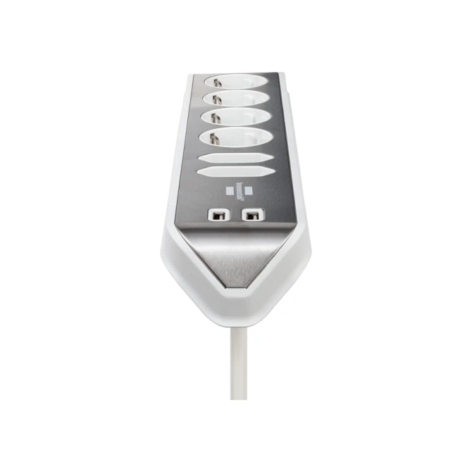 Stekkerdoos Brennenstuhl bureau Estilo 6 voudig inclusief 2 USB 2m meter wit/zilver