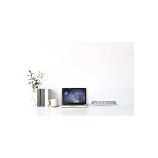 Stekkerdoos Brennenstuhl bureau Estilo 6 voudig inclusief 2 USB 2m meter wit/zilver