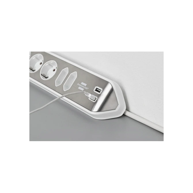 Stekkerdoos Brennenstuhl bureau Estilo 6 voudig inclusief 2 USB 2m meter wit/zilver