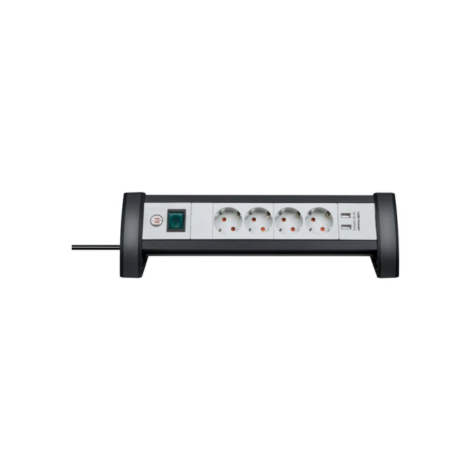 Stekkerdoos Brennenstuhl bureau Premium 4 voudig inclusief 2 USB 1.8 meter wit/grijs