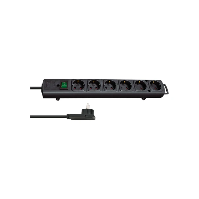 Stekkerdoos Brennenstuhl Comfort Plus 6 voudig inclusief platte stekker 2 meter zwart