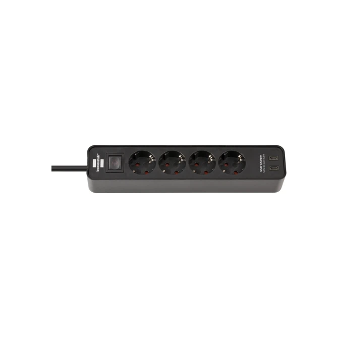 Stekkerdoos Brennenstuhl Ecolor 4 voudig inclusief 2 USB C 1.5 meter zwart