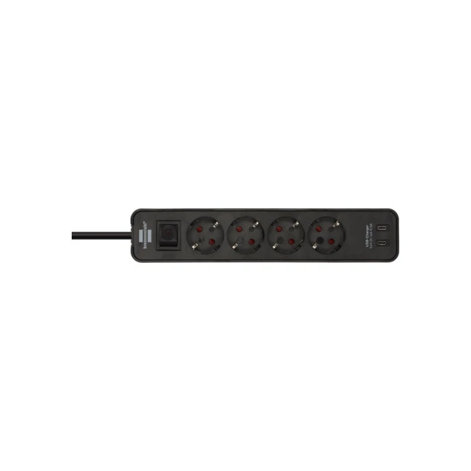 Stekkerdoos Brennenstuhl Ecolor 4 voudig inclusief 2 USB C 1.5 meter zwart