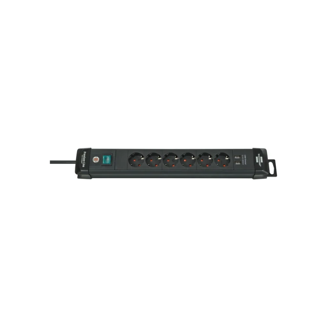 Stekkerdoos Brennenstuhl Premium 6 voudig inclusief 2 USB 3 meter zwart