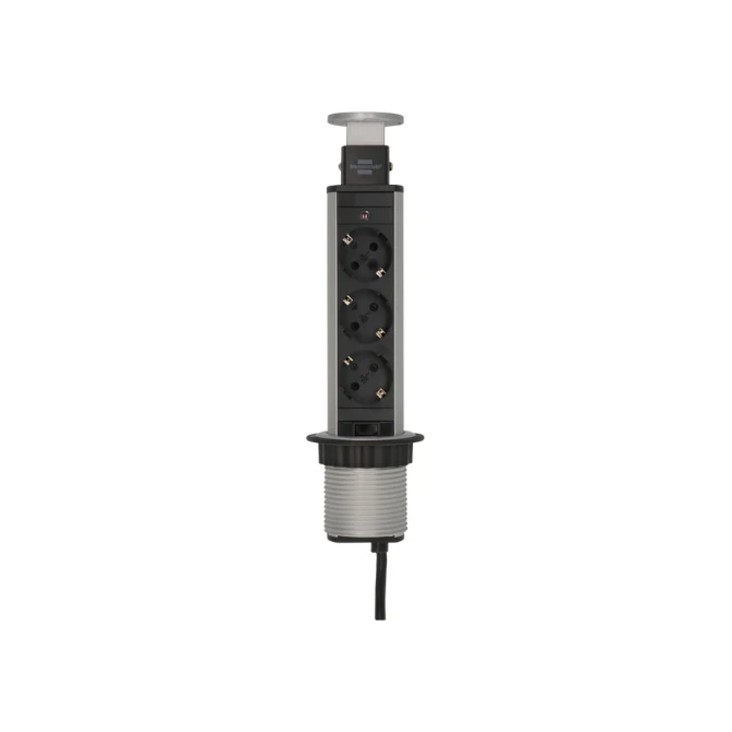 Stekkerdoos Brennenstuhl toren 3 voudig 2 meter zwart/zilver