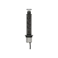 Stekkerdoos Brennenstuhl toren 3 voudig inclusief 2 USB 2 meter zwart/zilver