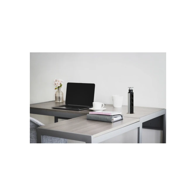 Stekkerdoos Brennenstuhl toren 3 voudig inclusief 2 USB 2 meter zwart/zilver