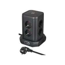 Stekkerdoos Brennenstuhl toren 8 voudig met 2x USB A 1x USB C PD zwart