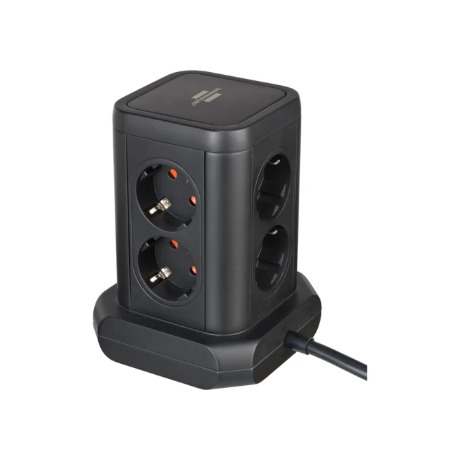 Stekkerdoos Brennenstuhl toren 8 voudig met 2x USB A 1x USB C PD zwart