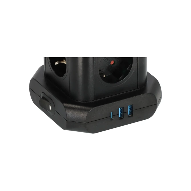 Stekkerdoos Brennenstuhl toren 8 voudig met 2x USB A 1x USB C PD zwart