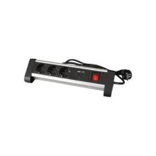 Stekkerdoos Perel bureau 3-voudig met schakelaar incl. 2 USB-poorten 1.4m zwart