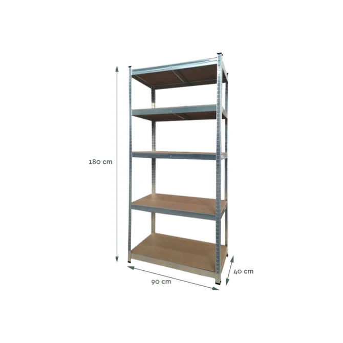 Stellingkast BRASQ 5 borden 90x40x180cm SU175 max 875 KG zilver