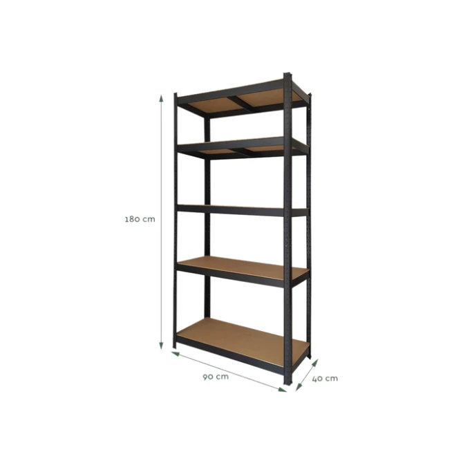 Stellingkast BRASQ 5 borden 90x40x180cm SU175 max 875 KG zwart