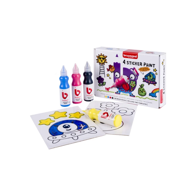 Stickerverf Bruynzeel met 2 sjablonen set à 4 kleuren