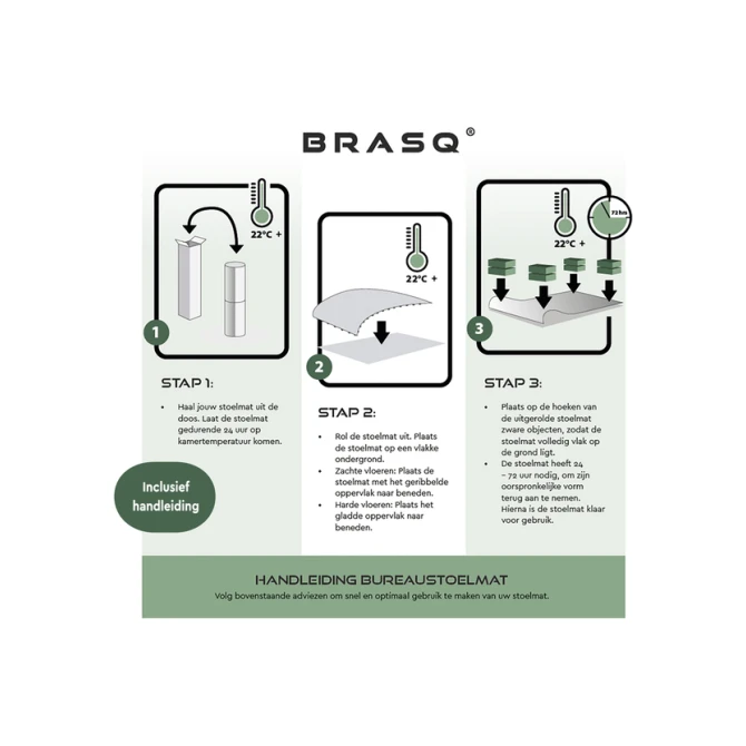 Stoelmat BRASQ PVC 90x120 voor harde vloer