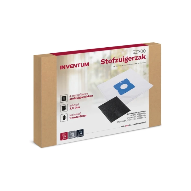Stofzuigerzak Inventum 3l set van 4 zakken + motorfilter