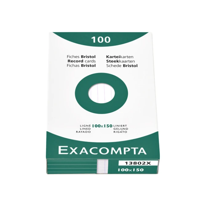 Systeemkaart Exacompta 100x150mm lijn wit 100 stuks
