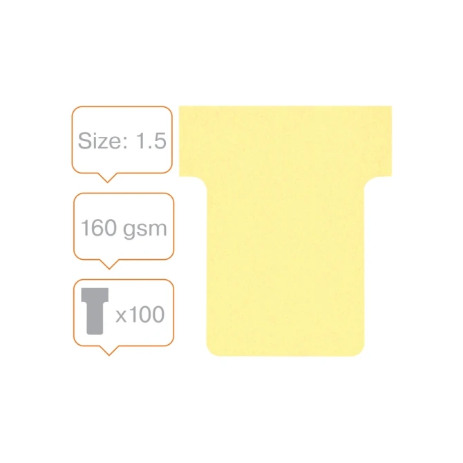 T-kaart Nobo nr. 1.5 36mm geel 100 stuks