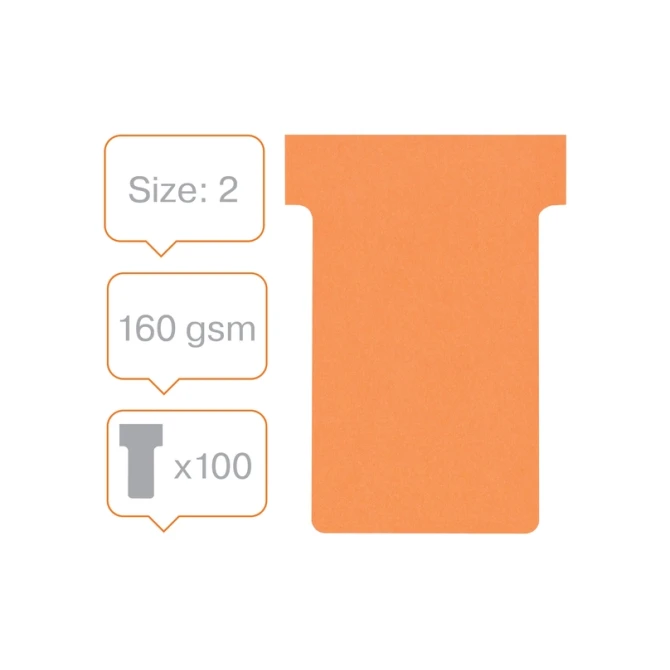 T-kaart Nobo nr.2 48mm oranje 100 stuks